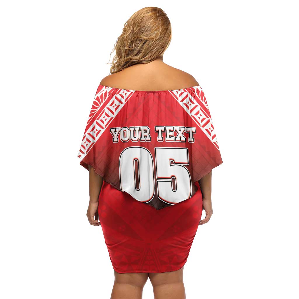 Custom Rugby Tonga MMT Off Shoulder Short Dress Mana O Tonga LT05 - Polynesian Pride