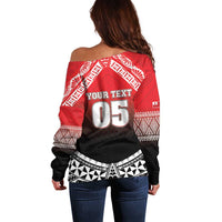 Custom Rugby Tonga MMT Off Shoulder Sweater Mana O Tonga LT05 - Polynesian Pride