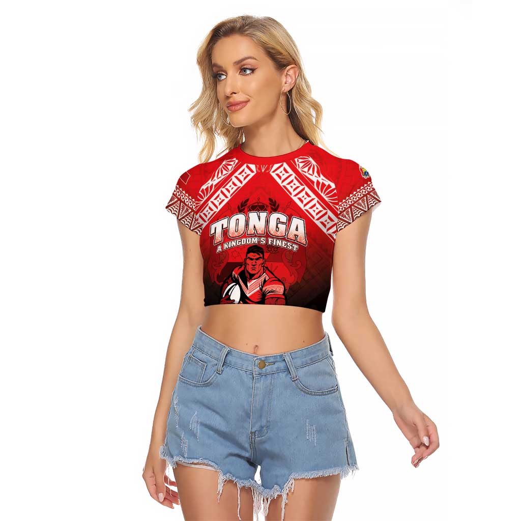 Custom Rugby Tonga MMT Raglan Cropped T Shirt Mana O Tonga LT05 Female Red - Polynesian Pride