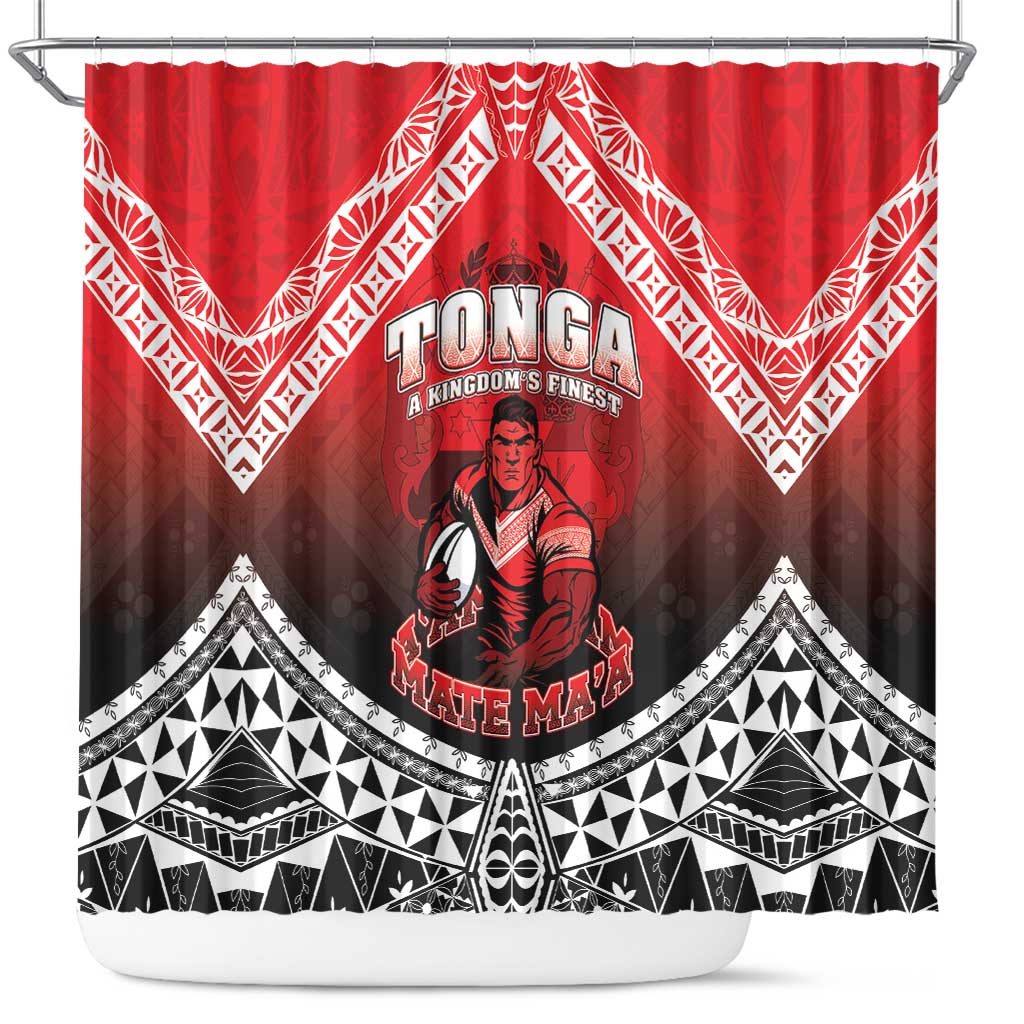 Rugby Tonga MMT Shower Curtain Mana O Tonga LT05 Red - Polynesian Pride