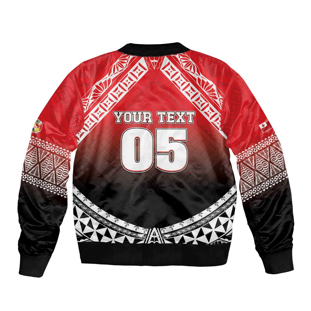 Custom Rugby Tonga MMT Sleeve Zip Bomber Jacket Mana O Tonga - Polynesian Pride