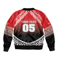 Custom Rugby Tonga MMT Sleeve Zip Bomber Jacket Mana O Tonga - Polynesian Pride