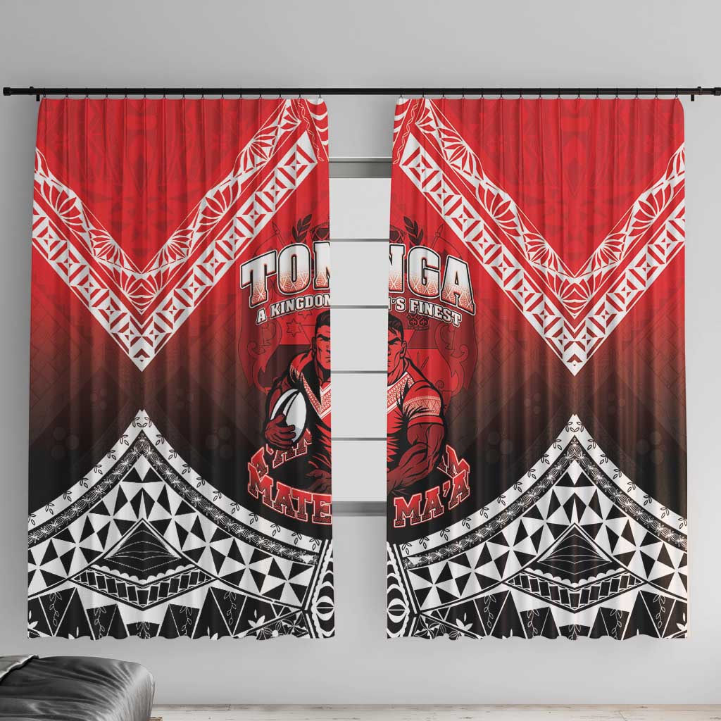 Rugby Tonga MMT Window Curtain Mana O Tonga LT05 With Hooks Red - Polynesian Pride