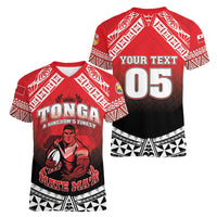 Custom Rugby Tonga MMT Women V-Neck T-Shirt Mana O Tonga LT05 - Polynesian Pride