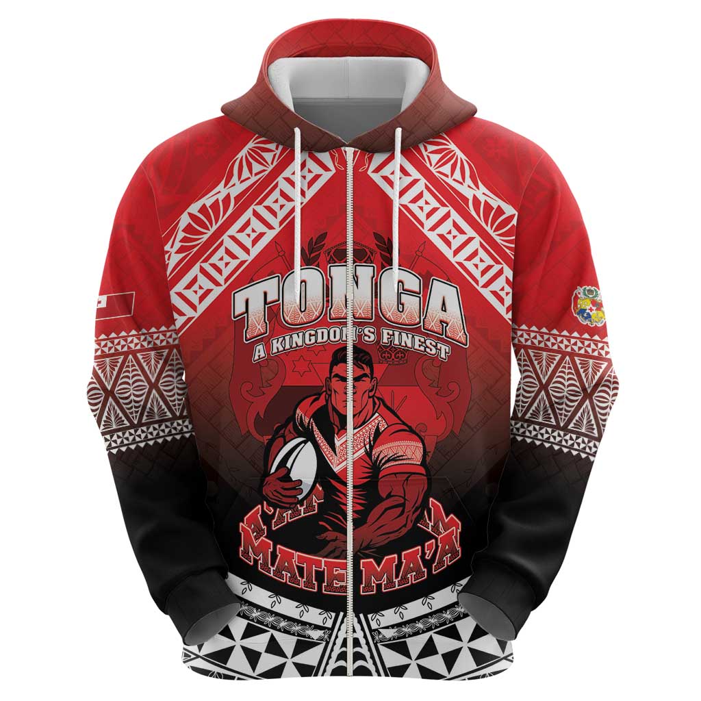 Custom Rugby Tonga MMT Zip Hoodie Mana O Tonga - Polynesian Pride