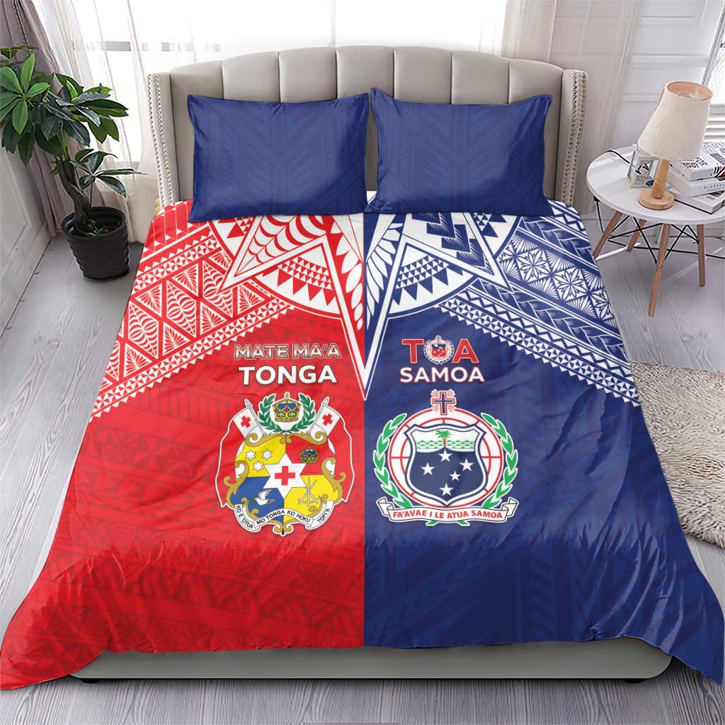 Rugby Samoa And Tonga Bedding Set Toa Samoa With Mate Maa LT05 - Polynesian Pride