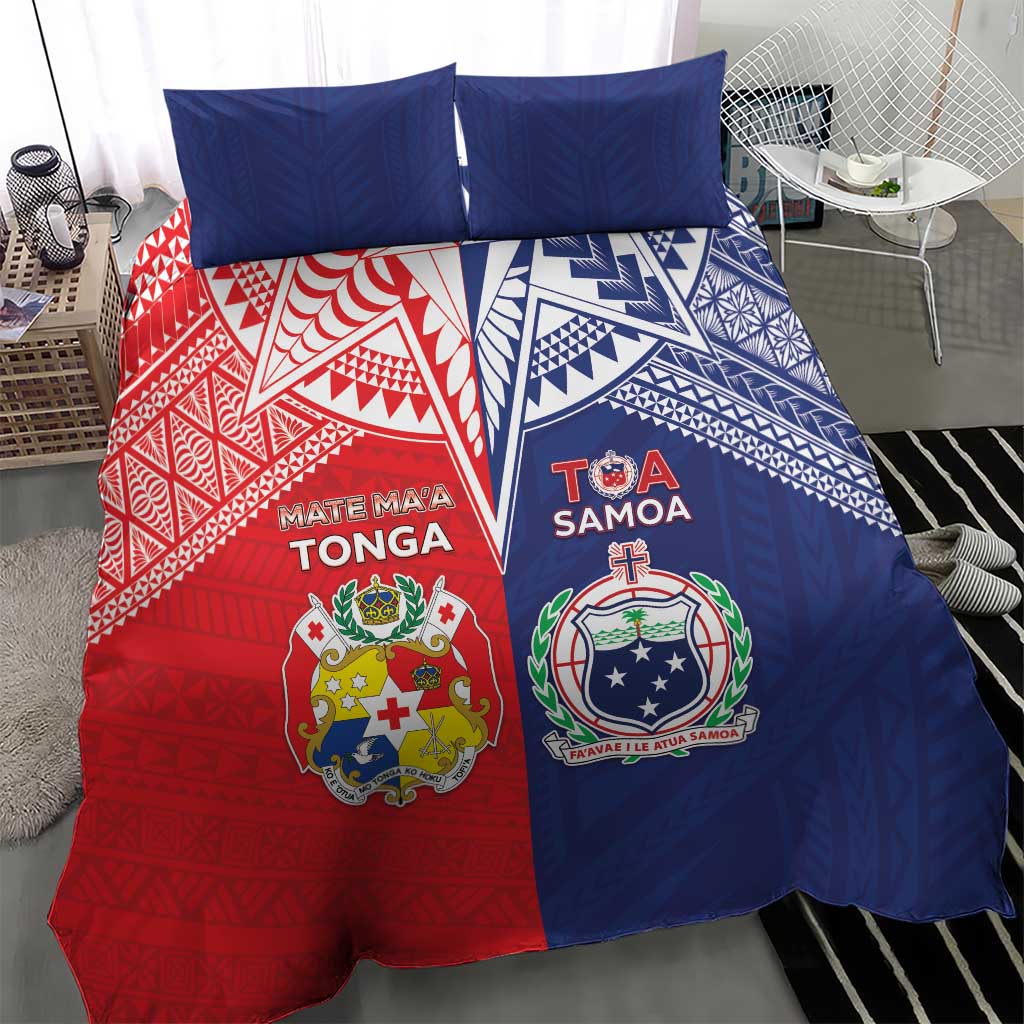 Rugby Samoa And Tonga Bedding Set Toa Samoa With Mate Maa LT05 - Polynesian Pride