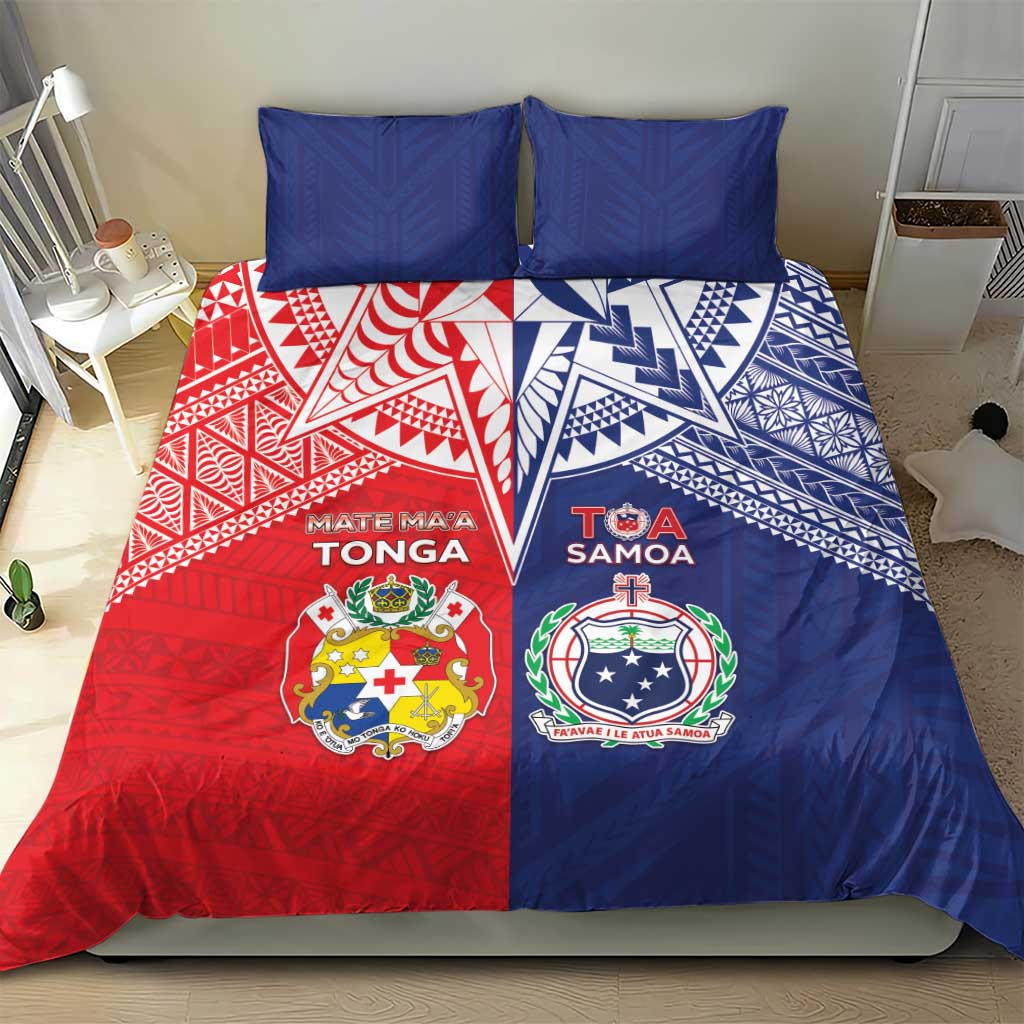 Rugby Samoa And Tonga Bedding Set Toa Samoa With Mate Maa LT05 - Polynesian Pride