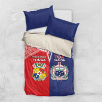 Rugby Samoa And Tonga Bedding Set Toa Samoa With Mate Maa LT05 US Twin 172cm x 218cm Multicolor - Polynesian Pride