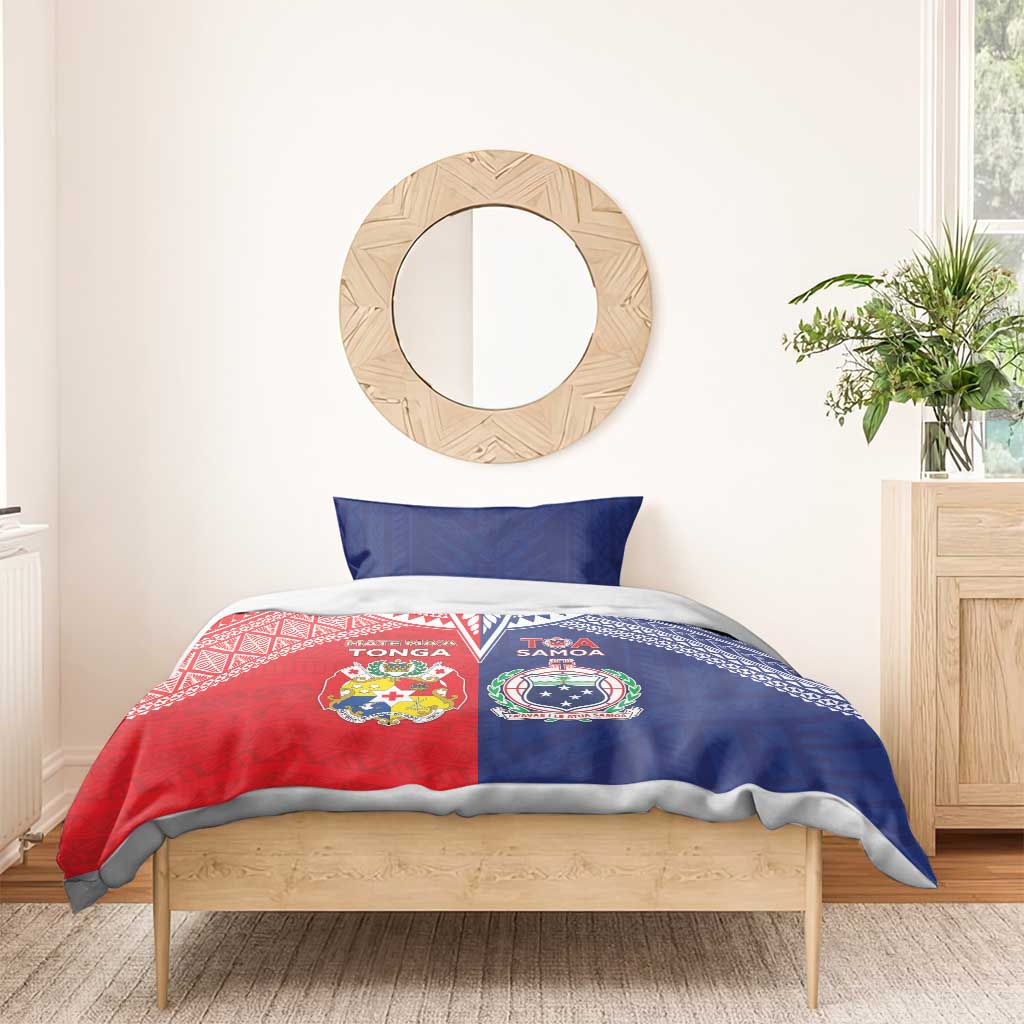 Rugby Samoa And Tonga Bedding Set Toa Samoa With Mate Maa LT05 - Polynesian Pride