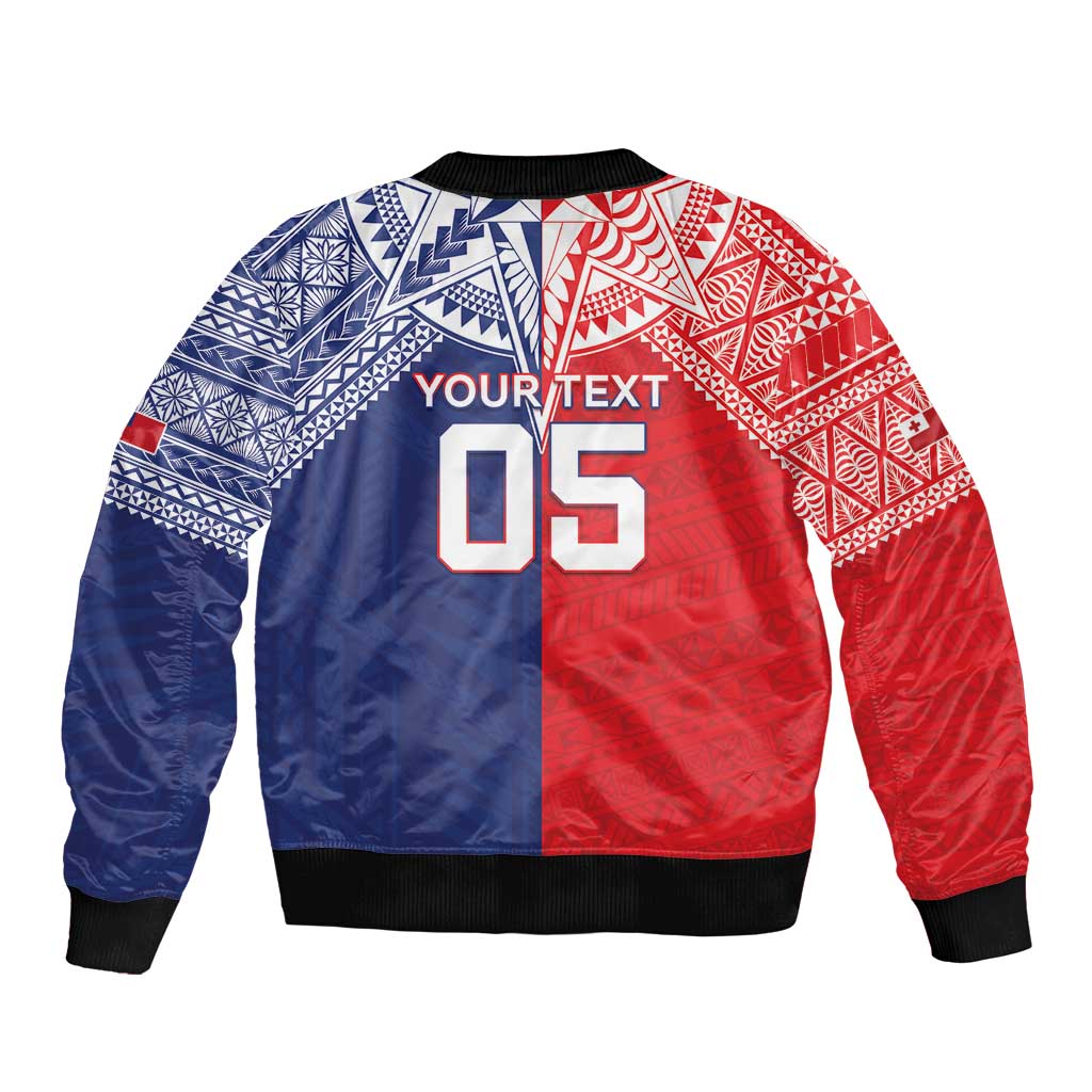 Custom Rugby Samoa And Tonga Bomber Jacket Toa Samoa With Mate Maa LT05 - Polynesian Pride