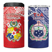 Custom Rugby Samoa And Tonga 4 in 1 Can Cooler Tumbler Toa Samoa With Mate Maa LT05 One Size: 16 oz Multicolor - Polynesian Pride