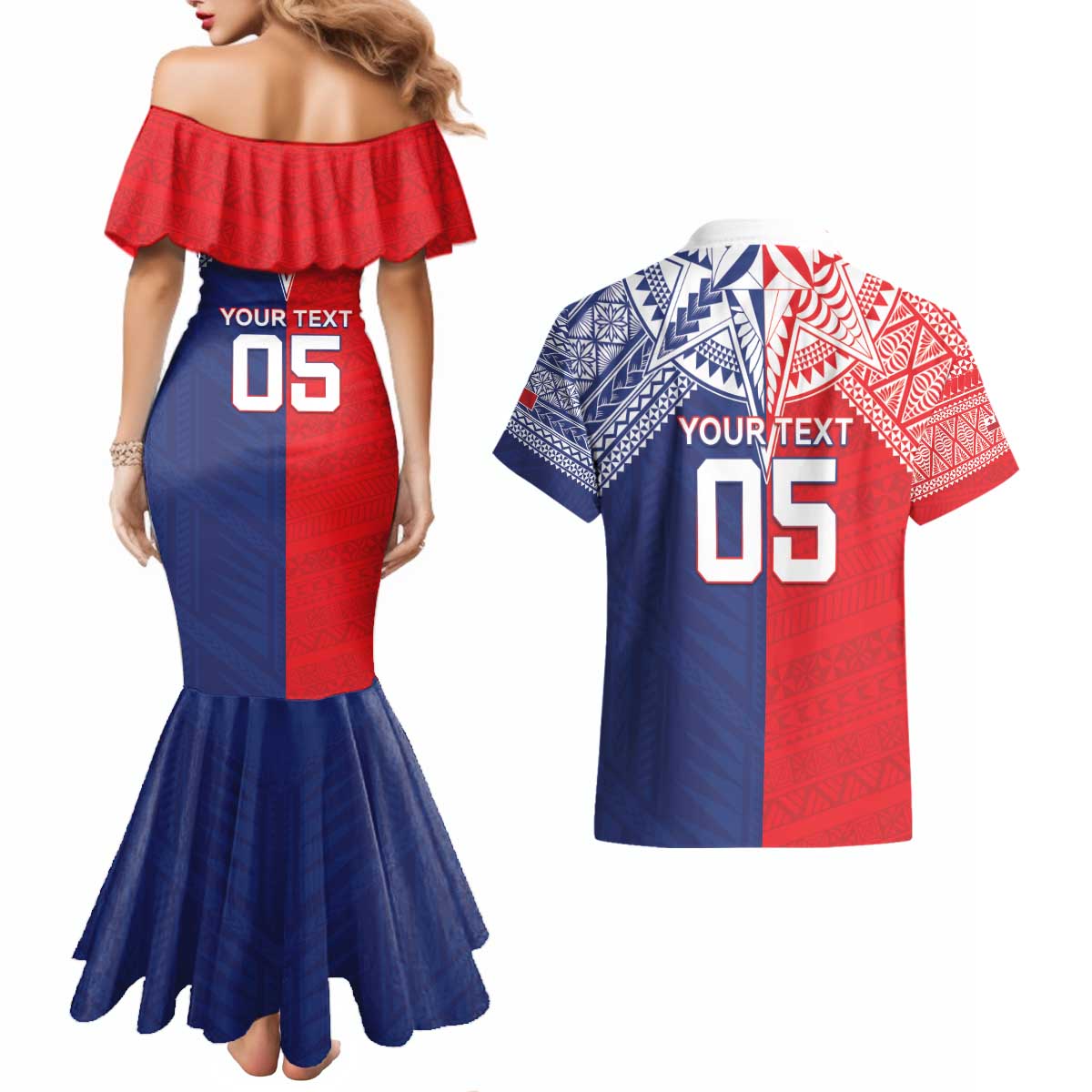 Custom Rugby Samoa And Tonga Couples Matching Mermaid Dress and Hawaiian Shirt Toa Samoa With Mate Maa - Polynesian Pride