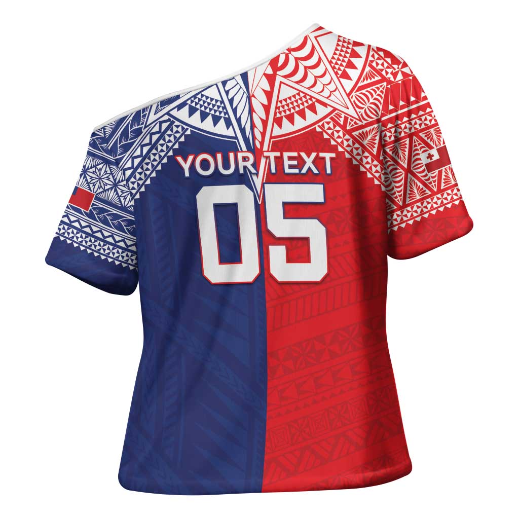 Custom Rugby Samoa And Tonga Cross Shoulder Shirt Toa Samoa With Mate Maa LT05 - Polynesian Pride