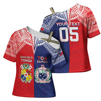 Custom Rugby Samoa And Tonga Cross Shoulder Shirt Toa Samoa With Mate Maa LT05 - Polynesian Pride