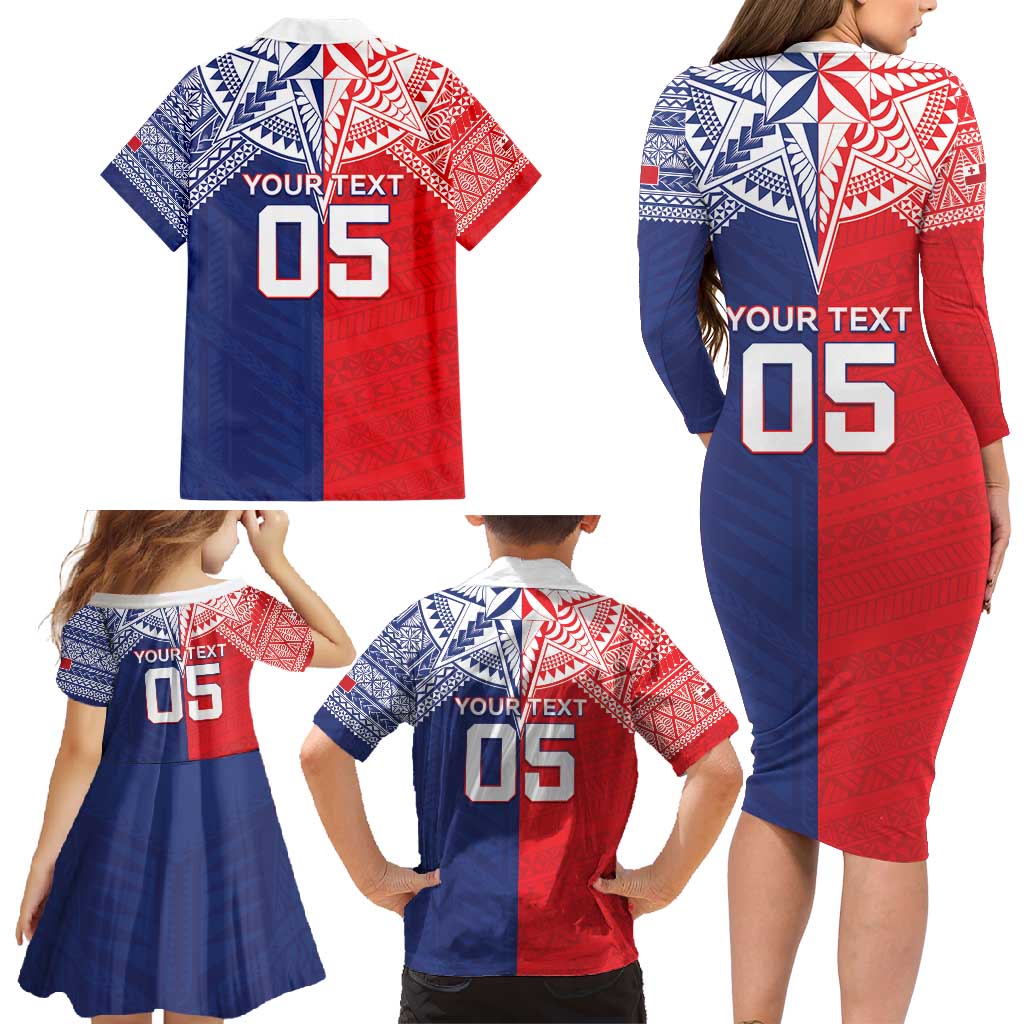 Custom Rugby Samoa And Tonga Family Matching Long Sleeve Bodycon Dress and Hawaiian Shirt Toa Samoa With Mate Maa - Polynesian Pride