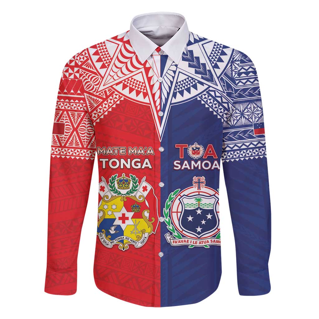Custom Rugby Samoa And Tonga Family Matching Long Sleeve Bodycon Dress and Hawaiian Shirt Toa Samoa With Mate Maa - Polynesian Pride