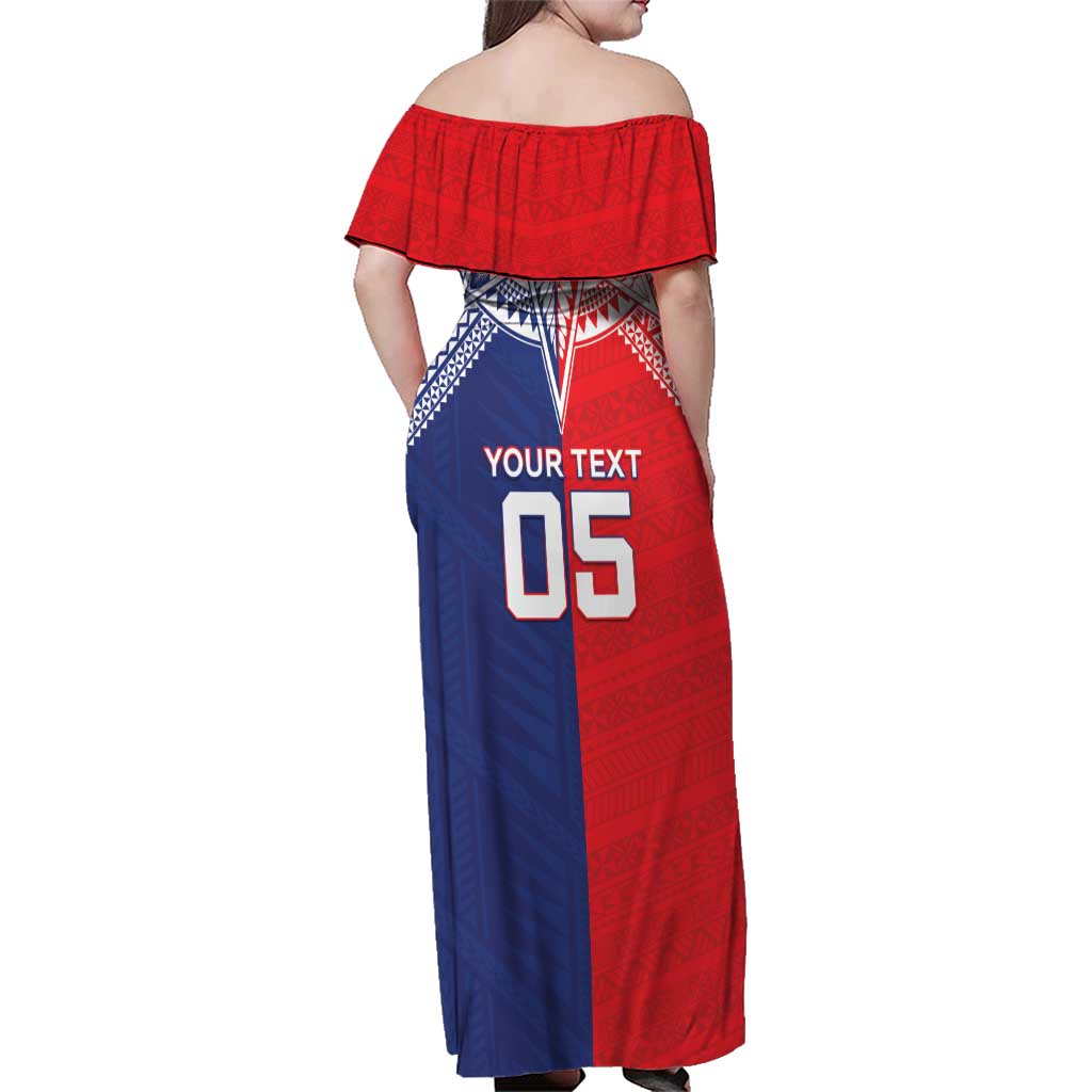 Custom Rugby Samoa And Tonga Family Matching Off Shoulder Maxi Dress and Hawaiian Shirt Toa Samoa With Mate Maa - Polynesian Pride