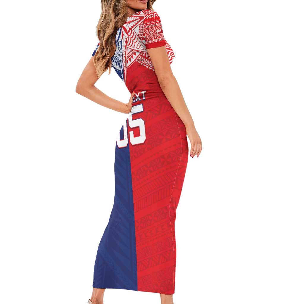 Custom Rugby Samoa And Tonga Family Matching Short Sleeve Bodycon Dress and Hawaiian Shirt Toa Samoa With Mate Maa - Polynesian Pride