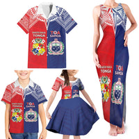 Custom Rugby Samoa And Tonga Family Matching Tank Maxi Dress and Hawaiian Shirt Toa Samoa With Mate Maa - Polynesian Pride