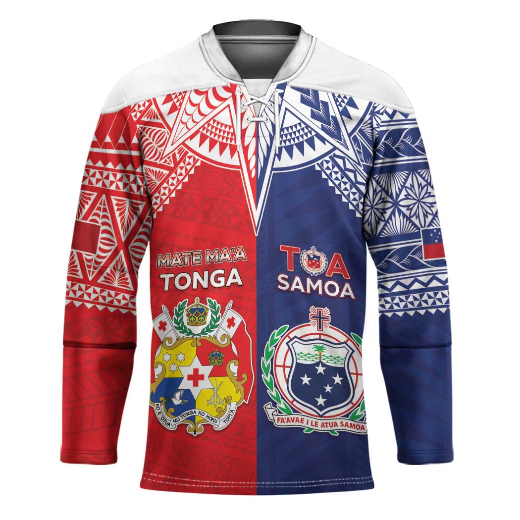 Custom Rugby Samoa And Tonga Hockey Jersey Toa Samoa With Mate Maa - Polynesian Pride