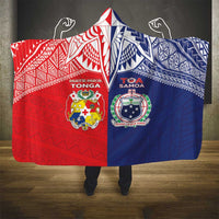 Rugby Samoa And Tonga Hooded Blanket Toa Samoa With Mate Maa LT05 - Polynesian Pride