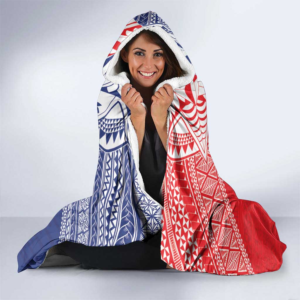 Rugby Samoa And Tonga Hooded Blanket Toa Samoa With Mate Maa LT05 - Polynesian Pride