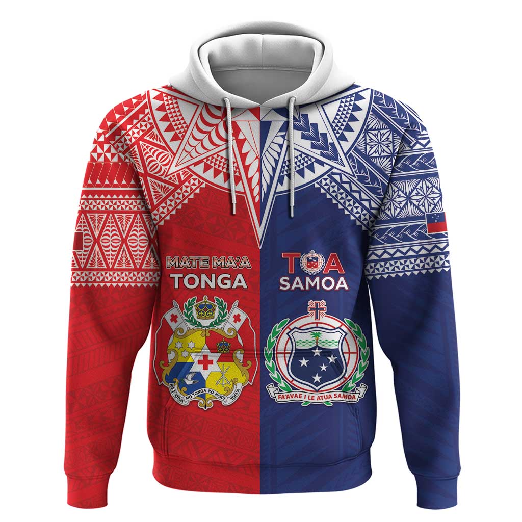 Custom Rugby Samoa And Tonga Hoodie Toa Samoa With Mate Maa - Polynesian Pride