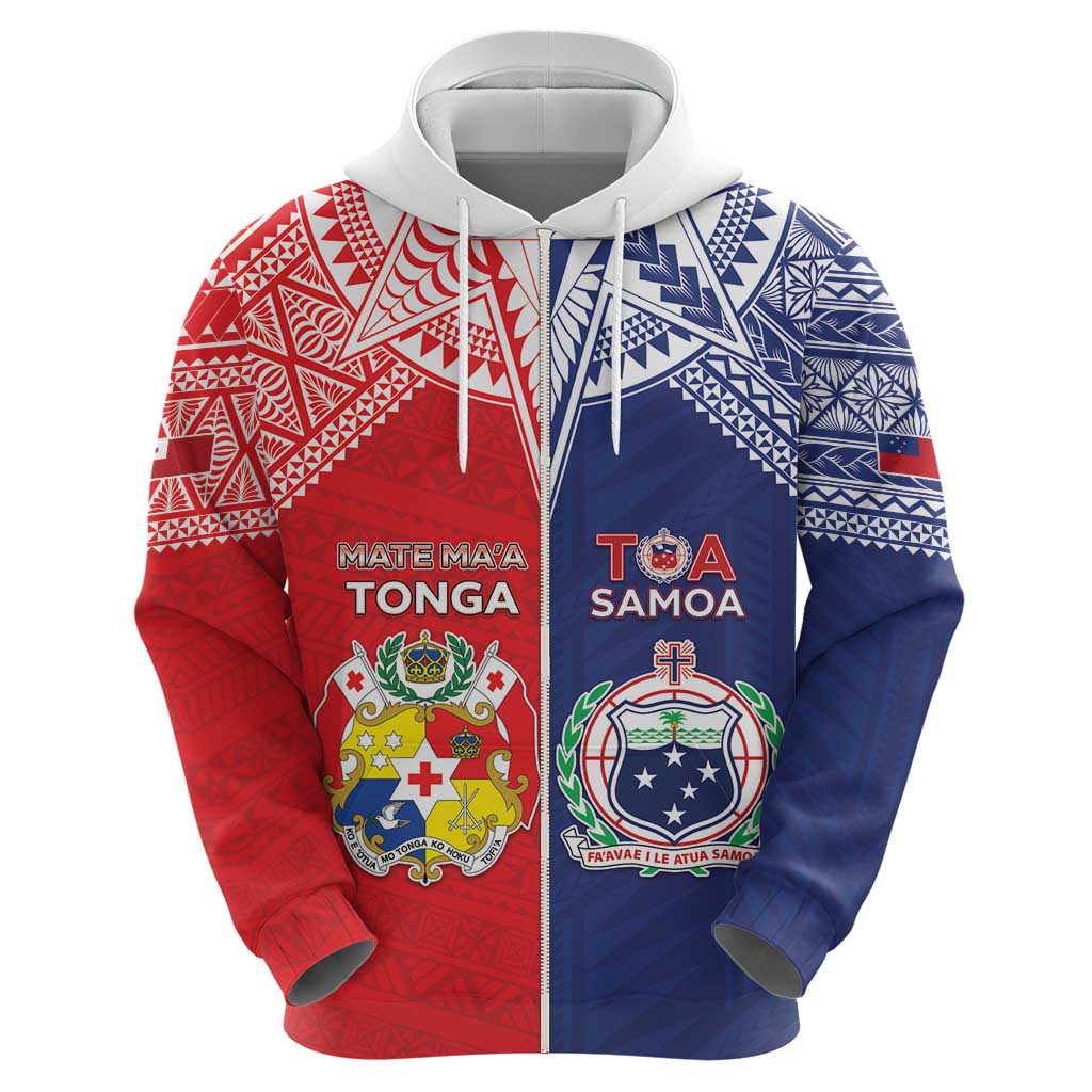 Custom Rugby Samoa And Tonga Hoodie Toa Samoa With Mate Maa - Polynesian Pride