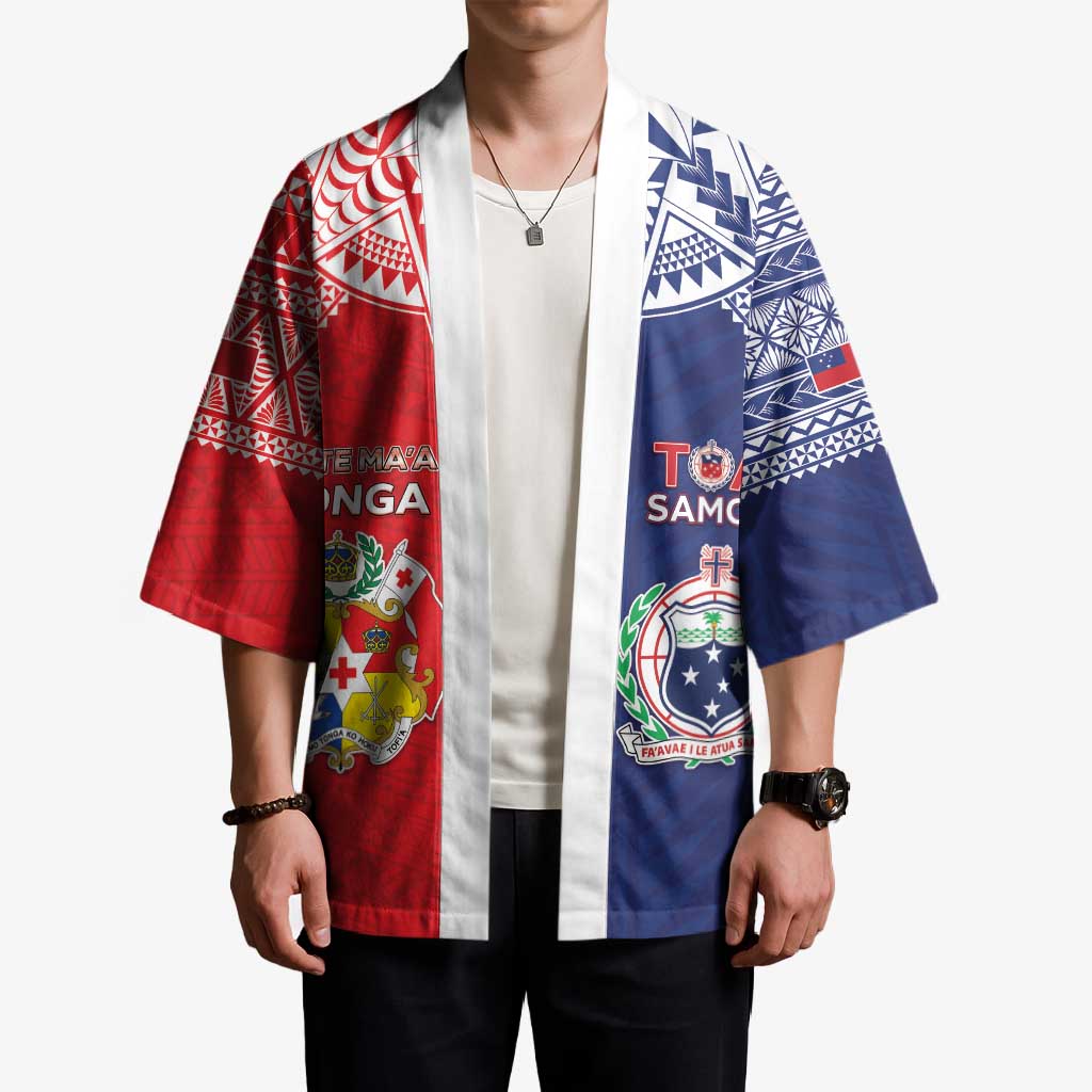 Custom Rugby Samoa And Tonga Kimono Toa Samoa With Mate Maa LT05 - Polynesian Pride
