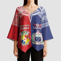 Custom Rugby Samoa And Tonga Kimono Sleeve Blouse Toa Samoa With Mate Maa - Polynesian Pride