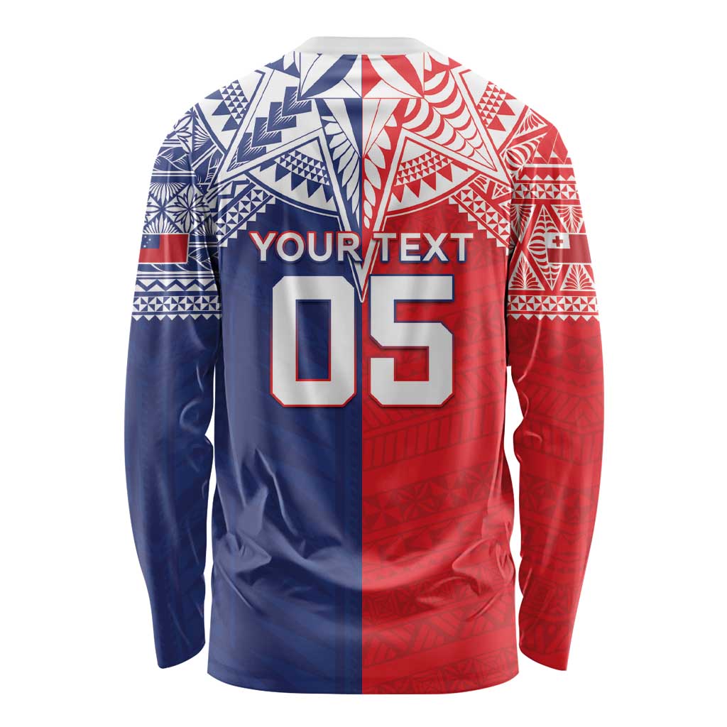 Custom Rugby Samoa And Tonga Long Sleeve Shirt Toa Samoa With Mate Maa LT05 - Polynesian Pride