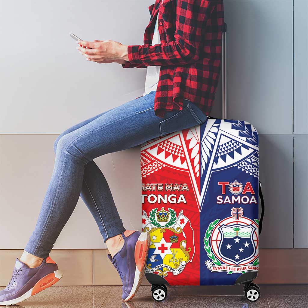 Rugby Samoa And Tonga Luggage Cover Toa Samoa With Mate Maa LT05 - Polynesian Pride