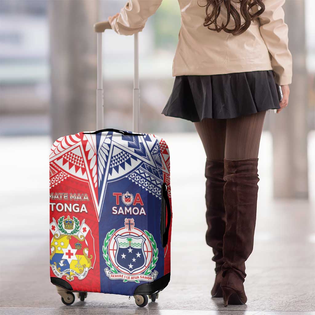 Rugby Samoa And Tonga Luggage Cover Toa Samoa With Mate Maa LT05 - Polynesian Pride