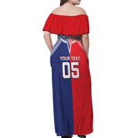 Custom Rugby Samoa And Tonga Off Shoulder Maxi Dress Toa Samoa With Mate Maa LT05 - Polynesian Pride