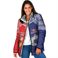 Custom Rugby Samoa And Tonga Padded Jacket Toa Samoa With Mate Maa LT05 Women Multicolor - Polynesian Pride