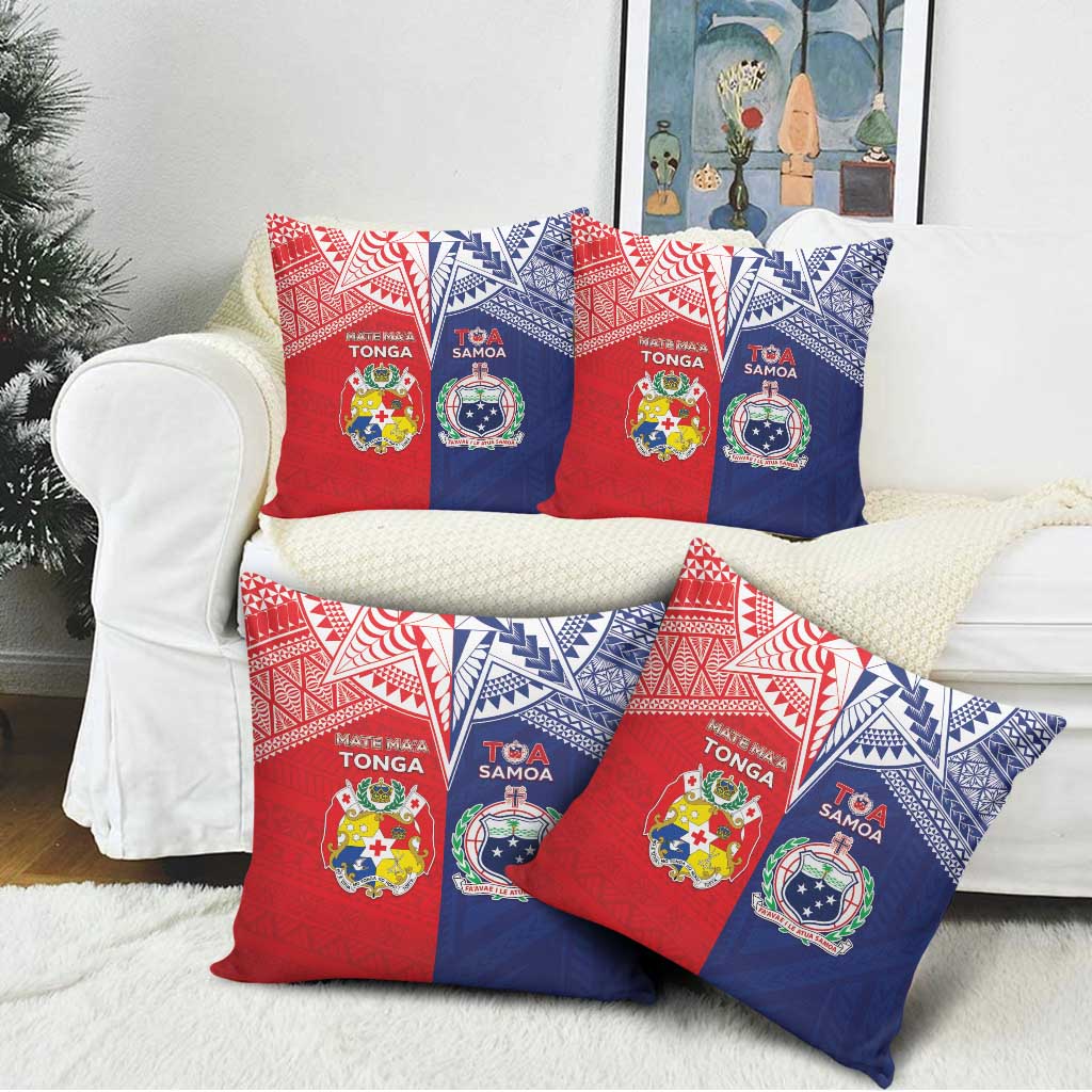 Rugby Samoa And Tonga Pillow Cover Toa Samoa With Mate Maa LT05 - Polynesian Pride