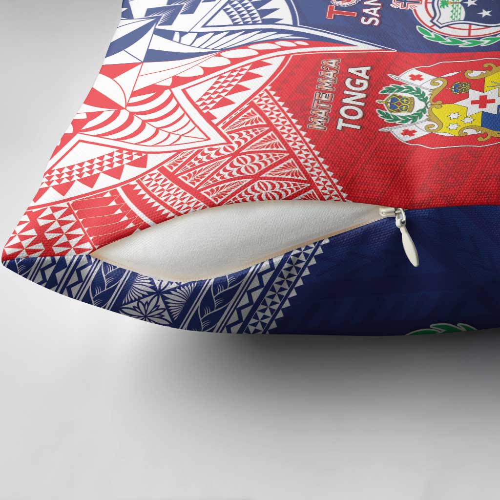 Rugby Samoa And Tonga Pillow Cover Toa Samoa With Mate Maa LT05 - Polynesian Pride