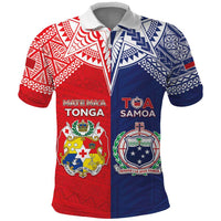 Custom Rugby Samoa And Tonga Polo Shirt Toa Samoa With Mate Maa LT05 Multicolor - Polynesian Pride