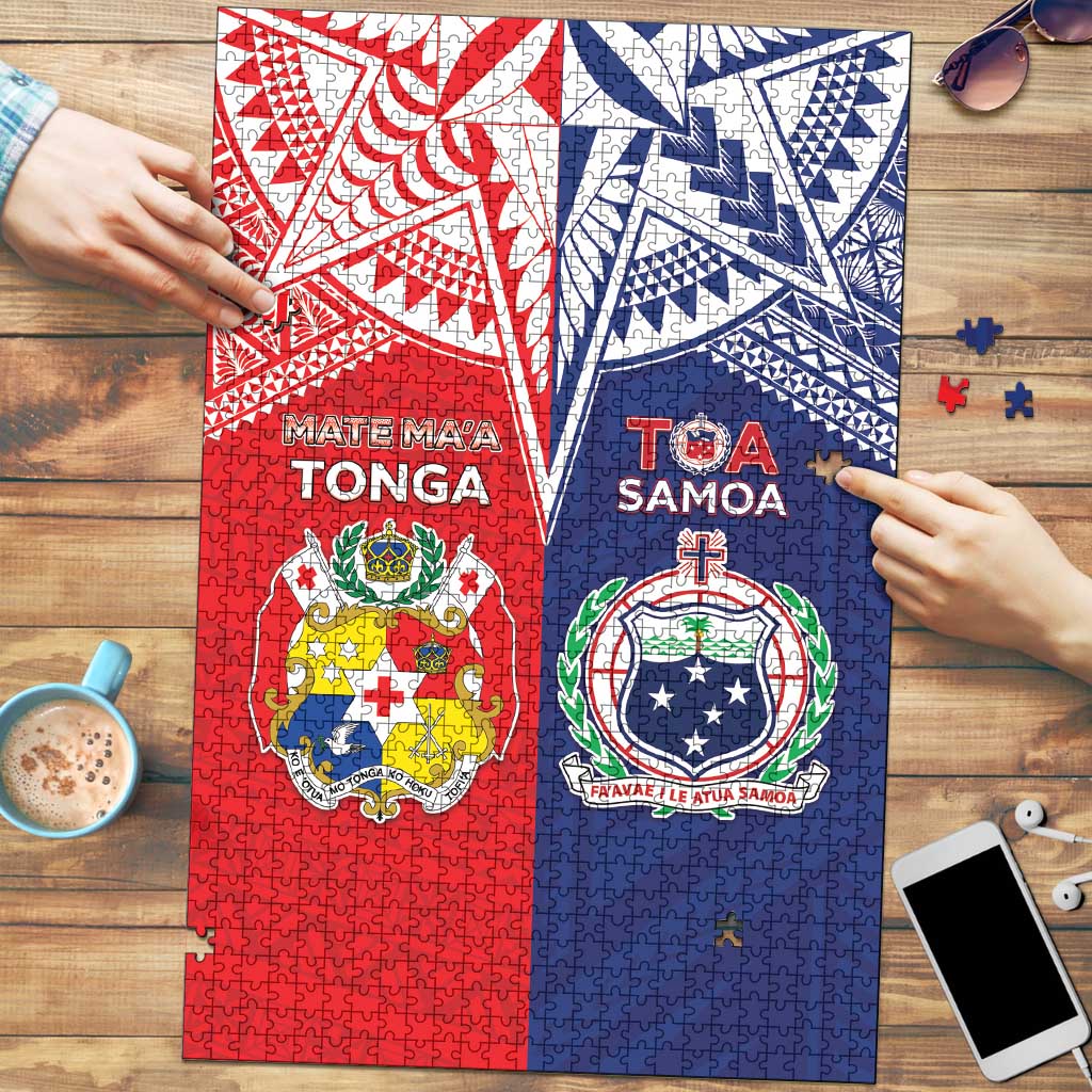 Rugby Samoa And Tonga Puzzle Toa Samoa With Mate Maa LT05 Multicolor - Polynesian Pride