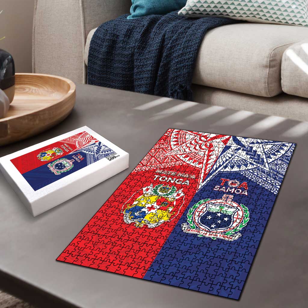 Rugby Samoa And Tonga Puzzle Toa Samoa With Mate Maa LT05 - Polynesian Pride