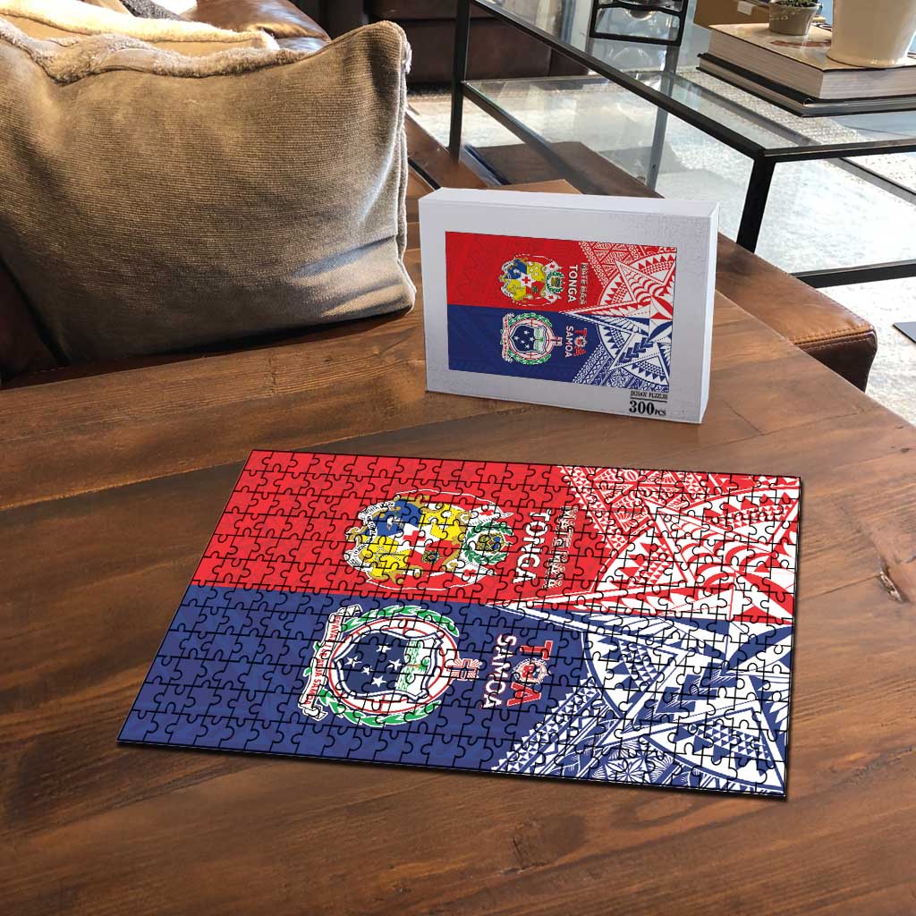 Rugby Samoa And Tonga Puzzle Toa Samoa With Mate Maa LT05 - Polynesian Pride