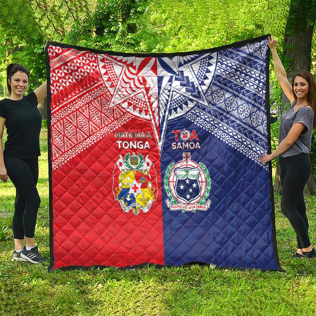 Rugby Samoa And Tonga Quilt Toa Samoa With Mate Maa LT05 - Polynesian Pride