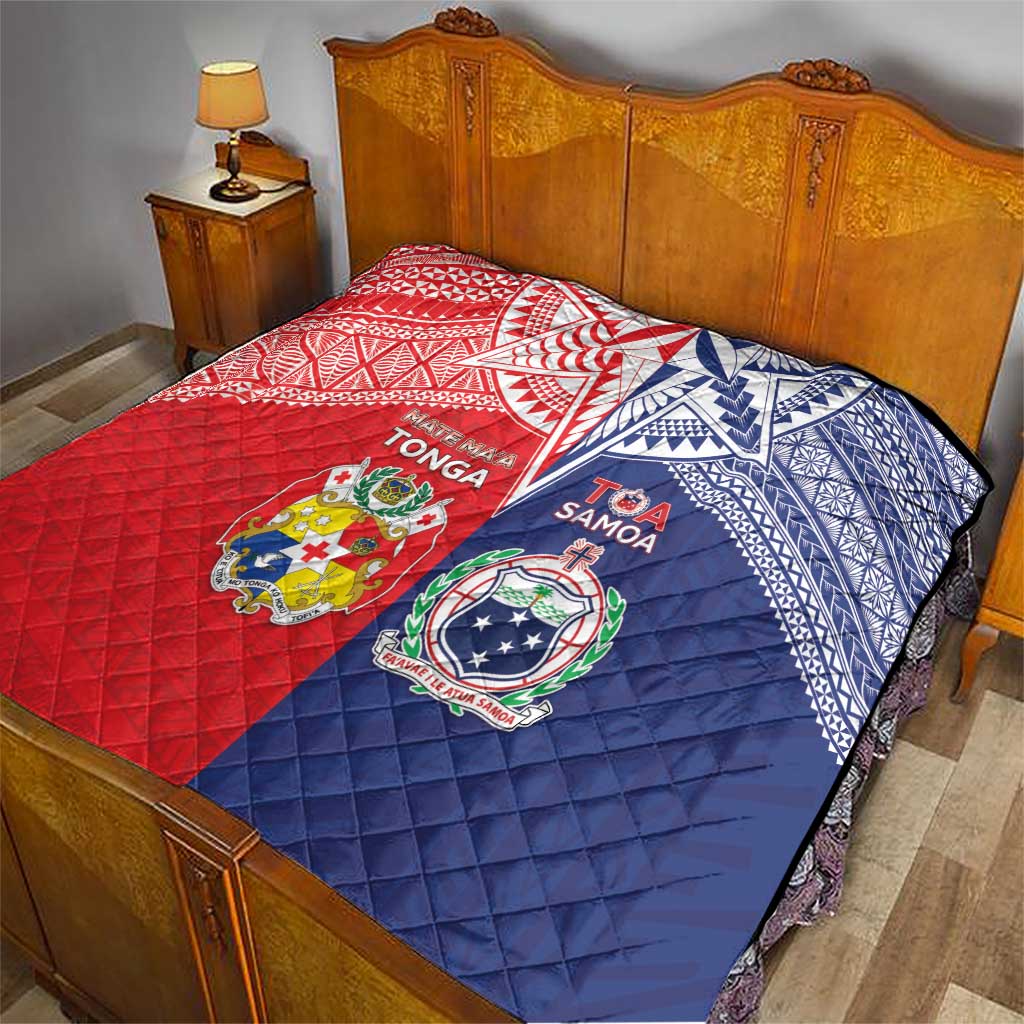 Rugby Samoa And Tonga Quilt Toa Samoa With Mate Maa LT05 - Polynesian Pride