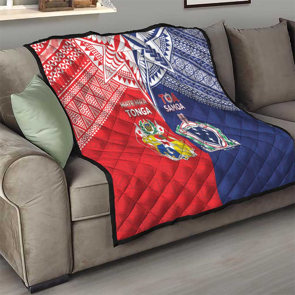 Rugby Samoa And Tonga Quilt Toa Samoa With Mate Maa LT05 - Polynesian Pride