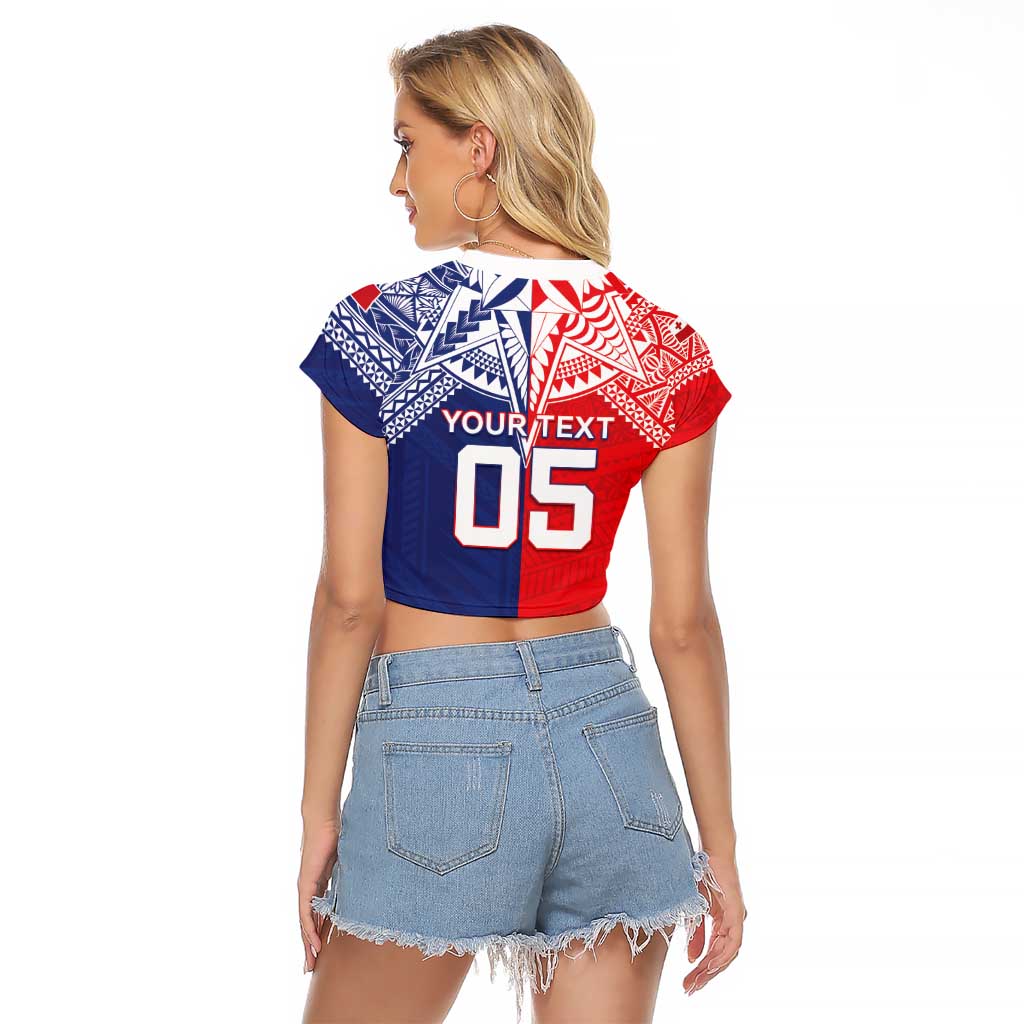 Custom Rugby Samoa And Tonga Raglan Cropped T Shirt Toa Samoa With Mate Maa LT05 - Polynesian Pride