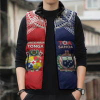 Custom Rugby Samoa And Tonga Sleeveless Puffer Jacket Toa Samoa With Mate Maa LT05 - Polynesian Pride