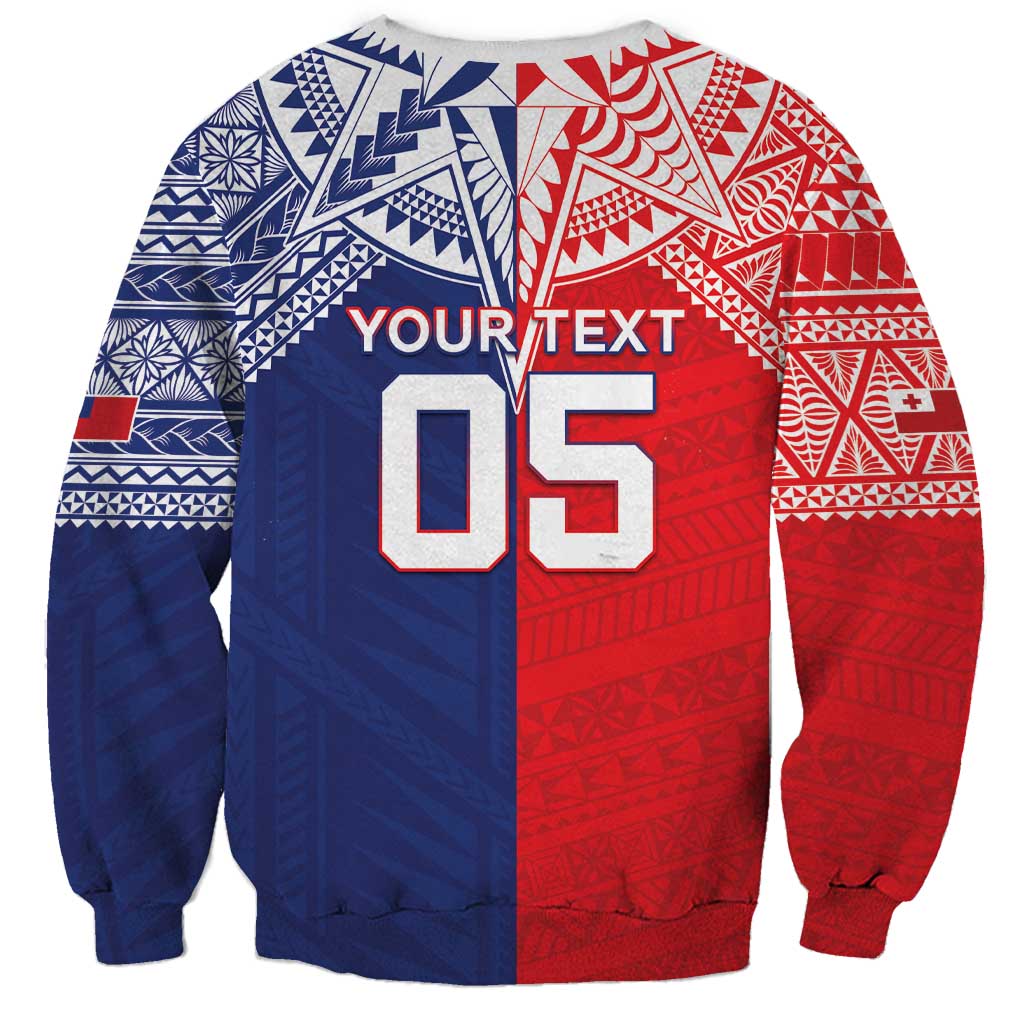 Custom Rugby Samoa And Tonga Sweatshirt Toa Samoa With Mate Maa LT05 - Polynesian Pride