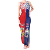 Custom Rugby Samoa And Tonga Tank Maxi Dress Toa Samoa With Mate Maa LT05 Women Multicolor - Polynesian Pride