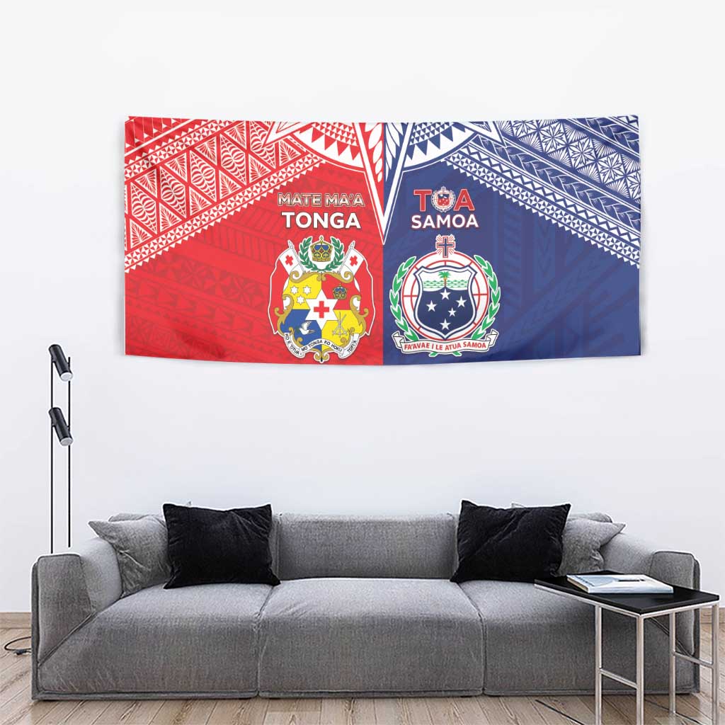 Rugby Samoa And Tonga Tapestry Toa Samoa With Mate Maa LT05 - Polynesian Pride